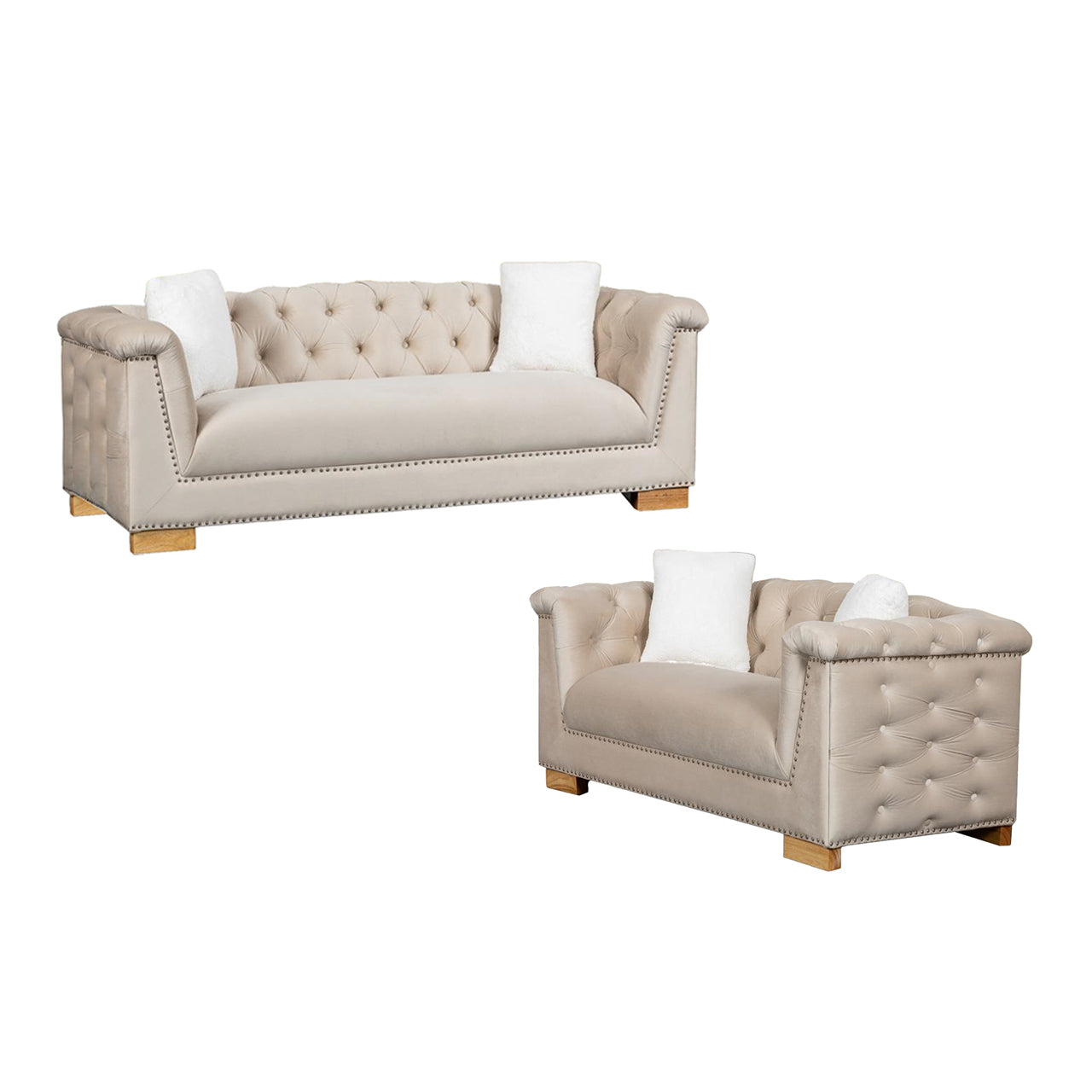 Newport Sofa and Loveseat Set | Velvet