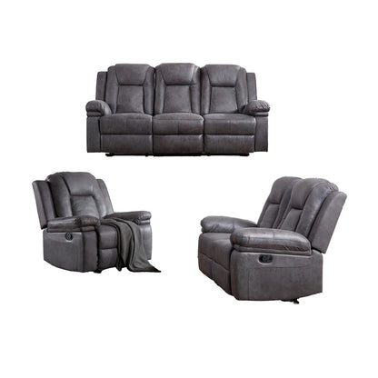 Recliner Sofa, Loveseat and Armchair Set | Leather